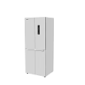 Sleek White Double Door Refrigerator With Black Control Panel For Home Use