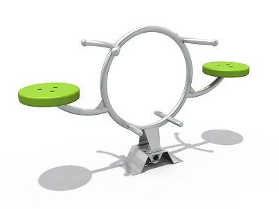 Outdoor Playground Equipment With Circular Metal Frame And Green Seats 3d model