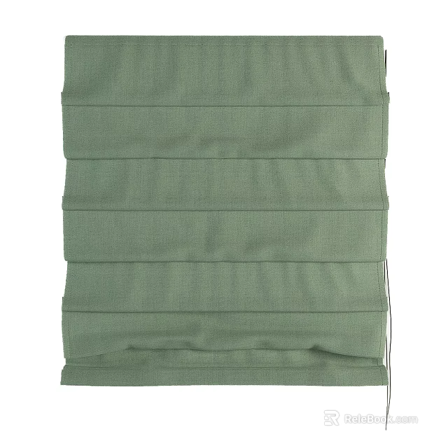Stylish Green Pleated Curtain Fabric With Vertical Design For Home Decoration 3d model 
