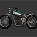 Vintage Motorcycle With Teal Fuel Tank White Fenders And Black Seat