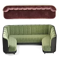 Green Corner Sofa And Burgundy Bench Sofa With Velvet Upholstery And Wooden Frame