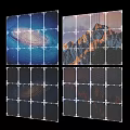 TV Split Screen Display With Starry Sky And Mountain View Scenes 3d model