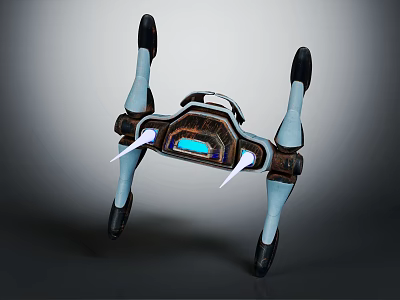 Modern Space Exploration Lander With Four Legged Mechanical Structure And Glowing Panel 3d model