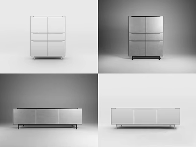 Sleek Modern TV Cabinet Design With Metal Frame And Smooth Surface 3d model