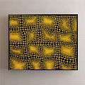 Vibrant Abstract Painting With Black Background Filled With Yellow Dots