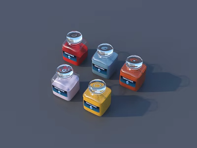 Colorful Cube Shaped Containers With Transparent Lids And Assorted Colors 3d model