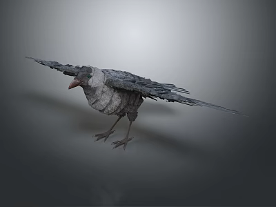 Paper Craft Bird With Outstretched Wings On Gray Background Display Artwork 3d model