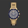 Gold Wrist Watch With Blue Dial And Metal Strap Design For Daily Use 3d model