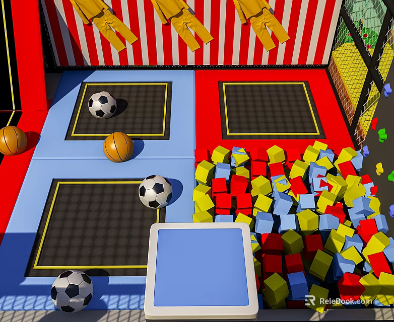 Colorful Play Zone Sofa And Coffee Table Set With Balls Blocks And Mats 3d model 