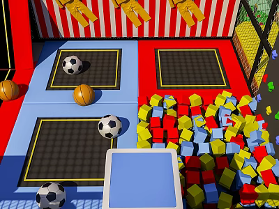 Colorful Play Zone Sofa And Coffee Table Set With Balls Blocks And Mats 3d model