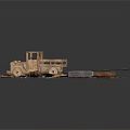 Wooden Truck Model Display With Saw Hammer And Wooden Blocks On Planks
