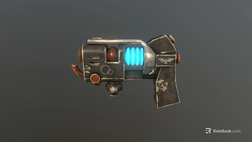 Futuristic Sci Fi Weapon With Blue Glowing Core And Metallic Design 3d model