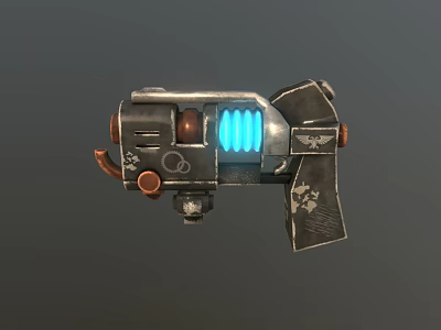 Futuristic Sci Fi Weapon With Blue Glowing Core And Metallic Design 3d model