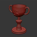 Elegant Polished Gold Trophy With Two Handles And Reflective Metallic Base