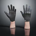 Black Leather Gloves With Shiny Surface Displayed On Mannequin Hands Against Dark Background
