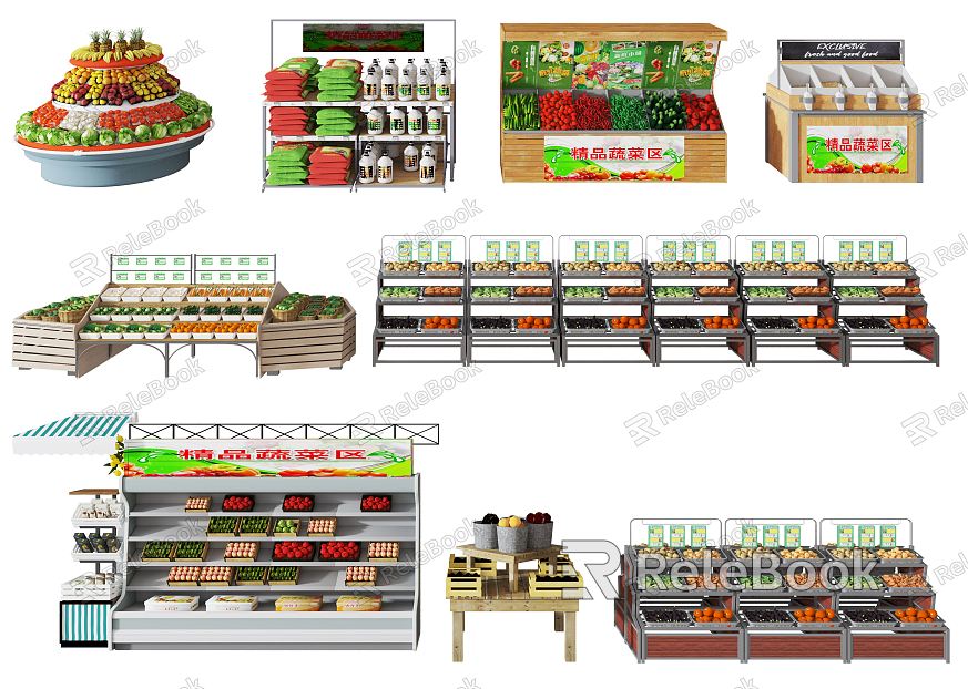 Modern Shelf Fresh Vegetable and Fruit Shelf model