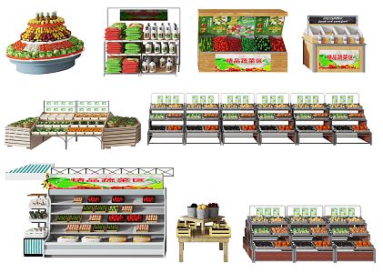 Modern Shelf Fresh Vegetable and Fruit Shelf 3d model