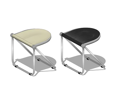 Modern Beige And Black Stools With Metallic Frames For Minimalist Interior Design 3d model