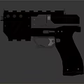 Modern Tactical Pistol With Black Design Accessory Rail Metal Components And Textured Grip