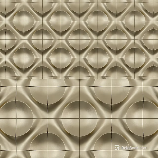 Modern Textured Wall Design With Circular Geometric Patterns And Metallic Finish 3d model 