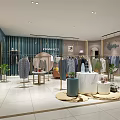 Modern Clothing Store Interior With Stylish Clothing Displays Hangers And Decorative Plants