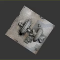 Large Industrial Turbo Equipment Components Placed On Metal Grid Platform 3d model