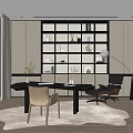 Modern Study Room Design With Open Bookshelf Wooden Desk Chair Floor Lamp And Area Rug