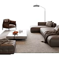 Modern Italian Sofa Coffee Table Combination Leather Sofa Multi-Person Sofa Single-Person Sofa Stool Living Room Sofa Side Couch 3d model