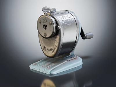 Vintage Metal Desktop Pencil Sharpener With Classic Design And Stable Base 3d model