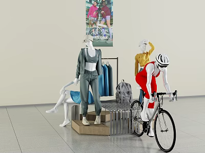 Bicycle Riding DP Bicycle Booth Riding Clothing Display Clothing Shelf Clothing Wall Frame Wall Frame Clothing Container Clothing Exhibition 3d model