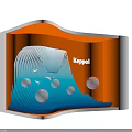 Keppel Brand Window Display With Orange Background Blue Wave Like Decorations And Circular Elements