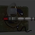 Mechanical Rotary Cannon Mechanism With Metal Barrel Rotating Base And Connecting Cable