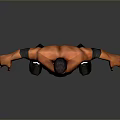 Shirtless Male Wrestler In Black Trunks With Wristbands And Checkered Boots On Gray Background