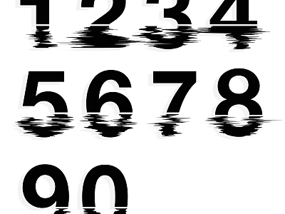 Black Number Silhouettes With Water Ripple Effect 3d model