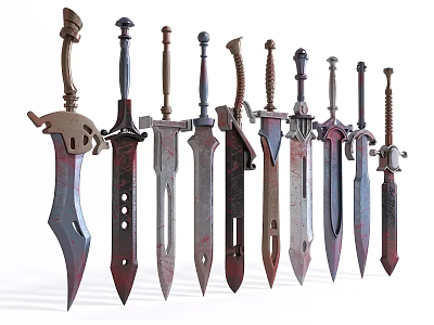 Diverse Collection Of Historical Weapons With Different Blade And Handle Designs 3d model