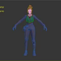 3D Character Model With Blue Outfit White Hair And Orange Face In Cartoon Style
