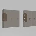Modern Light Beige Wardrobe With Arched Cutout Circular Accents And Storage Drawers