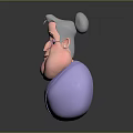 Cartoon Woman With Gray Hair Glasses Purple Coat Rounded Shape And Smiling Expression