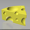 Bright Yellow Cheese Slice With Smooth Texture And Round Holes On Reflective Black Surface 3d model