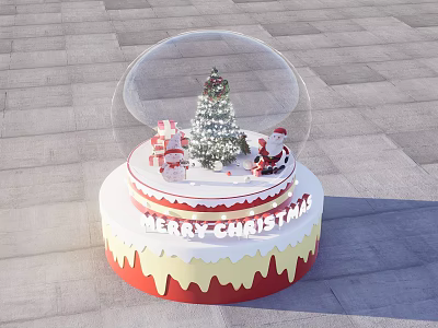 Festive Christmas Photo Spot With Snow Globe Santa Tree And Gifts 3d model