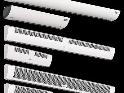 White Wall Mounted Air Curtain Fans With Different Sizes And Ventilation Grilles Design 3d model