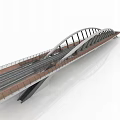 Modern Arch Bridge Design With Curved Structure Roadway And Pedestrian Walkway