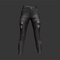 Dark Cargo Pants With Multiple Pockets Slim Fit Leather Like Material Design 3d model