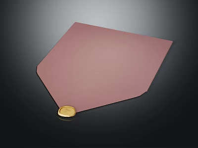 Pink Polygonal Surface With Small Gold Coin Isolated On Black Background 3d model