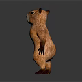 Standing Orange Marmot 3D Rendered Image With Brown Paws Black Nose On Gray Background