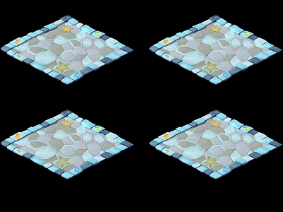 Modern Decorative Floor Tiles With Hexagonal Star Shapes Light Blue Gray White And Yellow Accents 3d model