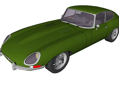 Green Vintage Sports Car With Sleek Retro Design And Classic Wheels 3d model
