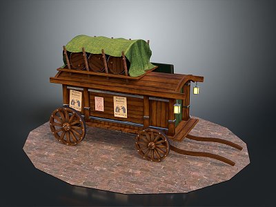 New Chinese Style Carriage Luxury Carriage Four-wheeled Carriage 3d model