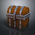 Vintage Wooden Chest Design With Wooden Planks Metal Straps Clasp And Rivets