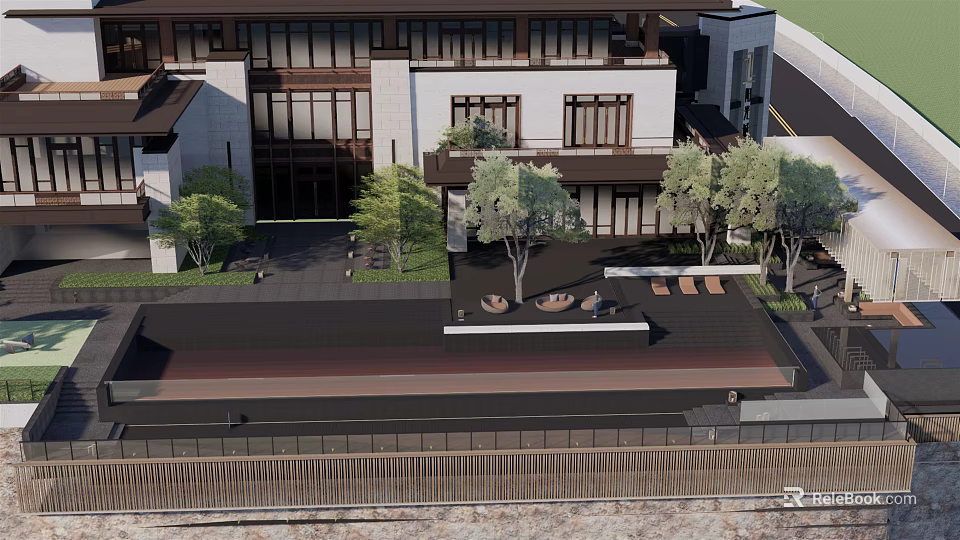 Traditional Chinese Garden Landscape With Courtyard Architecture And Lush Green Trees 3d model 